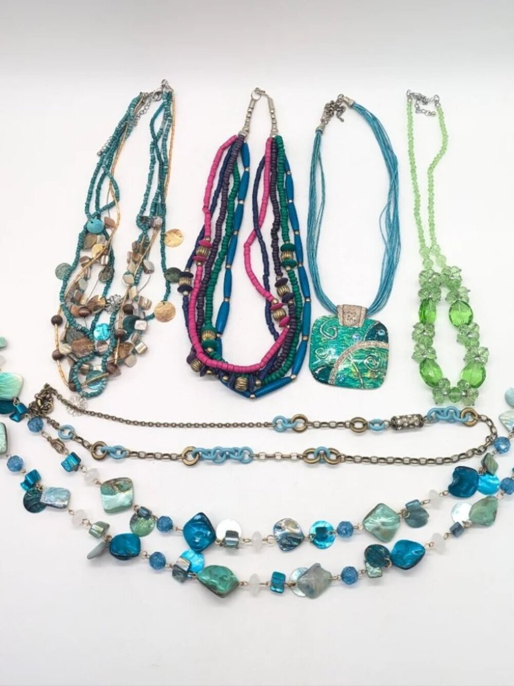 Green & Blue Tone Necklace Jewelry Bundle